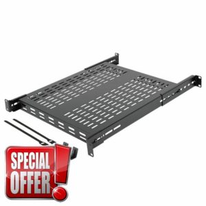 Tecmojo 1U Adjustable Vented Server Rack Mount Shelf 13.5"(343mm) - 31.8" (800mm) Depth