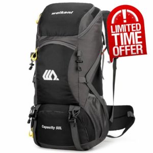 Ezmina 50L Hiking Backpack Waterproof Camping Backpack Hiking Daypack Travelling Backpack for Men and Women Large Rucksack for Climbing Travel Touring Skiing Trekking Outdoor Spo