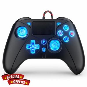 FOIRCEADAL Controller for PS5 Gamepad Remote Control with Dual Motor Vibration/6-Axis Sensor/Turbo/3.5mm Audio Jack/Touch Pad for Ps-3/Ps-4/Ps-5/PC/Pro/Slim/S-witch (RGB) Black