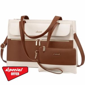LOVEVOOK Laptop Tote Bags for Women 15.6 Inch Ladies Stylish PU Leather Handbags with Laptop Compartment Large Designer Office Shoulder Bag Womens for Work School Business Shopping