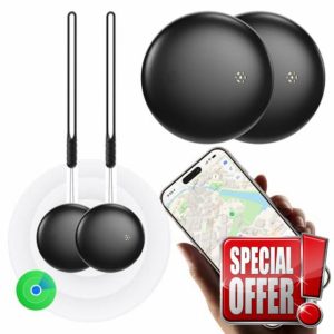 Smart Air Tracker Tag 2 Pack - Bluetooth Key Finder Compatible with Apple Find My (IOS Only)