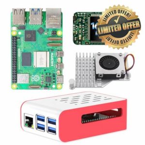iRasptek basic kit for Raspberry Pi 5 16GB RAM with Red&White Case and Active Coole