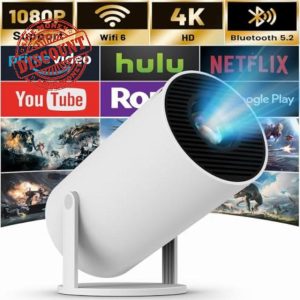 【Built-in Apps】2025 Mini Projector 4K 1080P HD Decoding chip Smart Projector with WiFi 6 5G Bluetooth 5.2