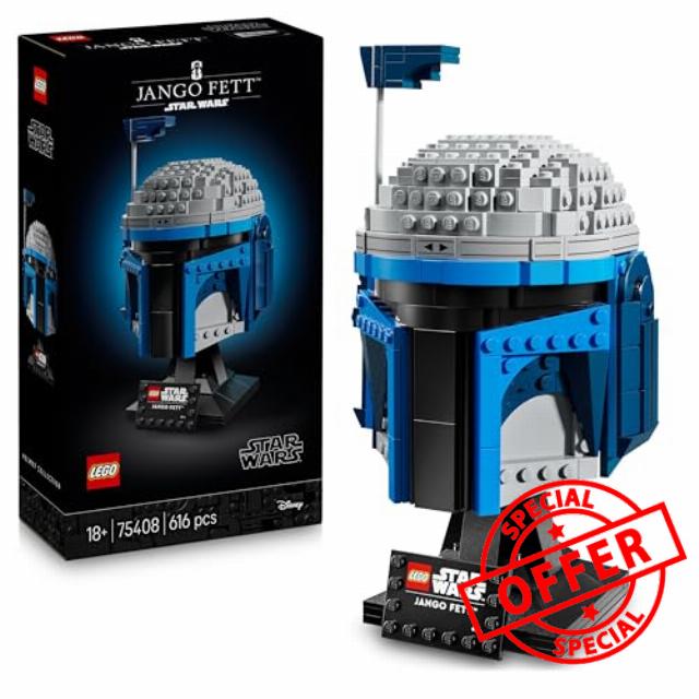 LEGO Star Wars 75408 Jango Fett Helmet - Mandalorian Model Kit for Adults - Building Set incl. a Stand