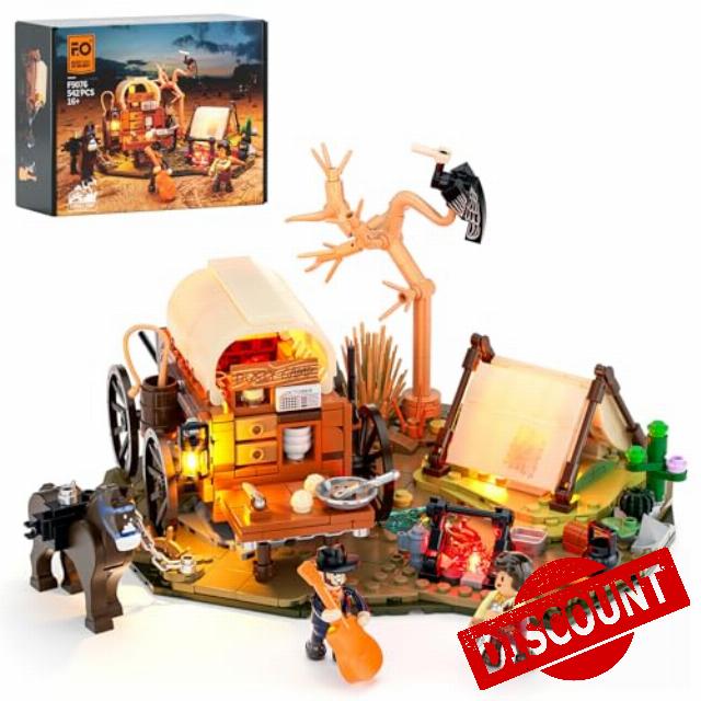 FUNWHOLE Western Cowboy Camp Building Set