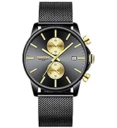 Men's Watches Fashion Sport Quartz Analog Black Mesh Stainless Steel Waterproof Chronograph Wrist...