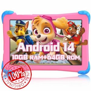 EagleSoar Kids Tablet 10 inch Android 14 Octa-core 10GB+64GB 1TB TF Expansion Tablet for Kids with Kids App Parental Control 5G WiFi Dual Camera with Case 2-Year Warranty (Pink)