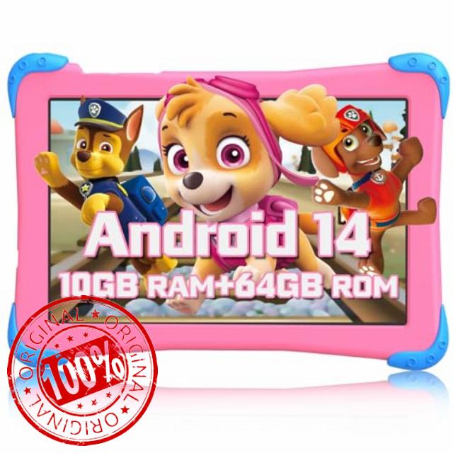 EagleSoar Kids Tablet 10 inch Android 14 Octa-core 10GB+64GB 1TB TF Expansion Tablet for Kids with Kids App Parental Control 5G WiFi Dual Camera with Case 2-Year Warranty (Pink)