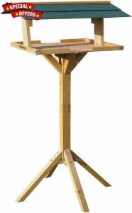 Wooden Garden Bird Table with Pitched Roof