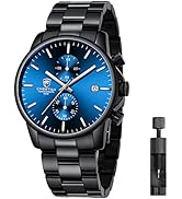 Men's Watches with Stainless Steel and Metal Casual Waterproof Chronograph Quartz Watch, Auto Date