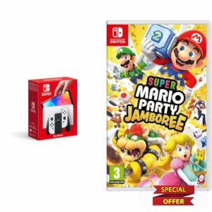 Nintendo Switch (OLED Model) - White & Super Mario Party Jamboree