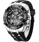 Men's Sports Chunky Watches Waterproof, Stopwatch, Date, Alarm, Luminous Digital Analogue Militar...