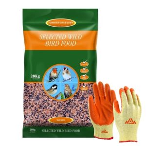 No Grow Bird Seed Mix for Wild Birds – Premium Bird Feed for Small Garden Birds – All Season Bird Seeds Perfectonish Gloves Included