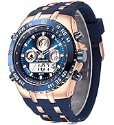 Men's Sports Chunky Watches Waterproof, Stopwatch, Date, Alarm, Luminous Digital Analogue Militar...