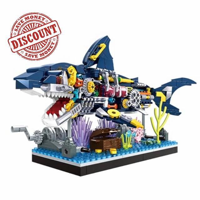 WOMA 19067 Shark Semi-mechanized Table Top DecorSet Building Block Set of 498 pcs Age 6+ Kids Educational Construction Se