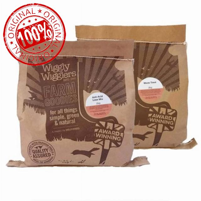 Wiggly Wigglers Basic Wormery Consumables Value Pack – 4kg Lime Mix & 4kg Worm Treat for Healthy Composting