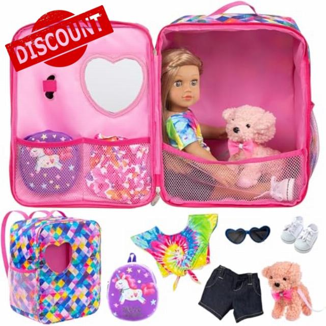 ZITA ELEMENT 5 Items 18 inch Dolls Bag Set and Accessories Including 18 Inch Doll Clothes