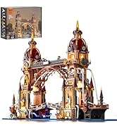 FUNWHOLE Steampunk Flight Club Illuminated Building Block Set - 1858 Pieces Modular Building Kit Collector's Set