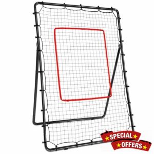 AKOZLIN Baseball Softball Volleyball Lacrosse Rebound Bounce Back Net 5 Angles Adjustable 6×4FT with Strike Zone Baseball Rebounder Net Pitchback Baseball Nest with Carry Bag