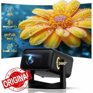 【360° Adjustable Stand】Mini Projector with WiFi 6 and Bluetooth