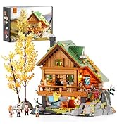 FUNWHOLE Christmas Ski House Building Blocks Set with LED Light, 2187 Pieces Ski Lodge Building Blocks Snow Hat...