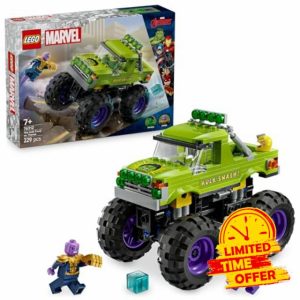 LEGO Marvel The Hulk Truck vs. Thanos - Super Hero Building Toy with a Monster Truck plus 2 Minifigures & Accessories incl. an Infinity Gauntlet - Collectible Set for 7+ Year Old Boys & Girls - 76312