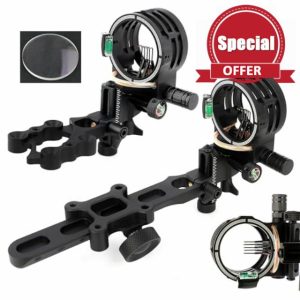 Compound bow sight 5 Pin Archery bow sight with Sight light 0.019" Fiber optic Fine adjustable 6x & 8x Lens choice Archery accessories for Hunting Shooting