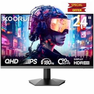 KOORUI 24" QHD Gaming Monitor 1440p 180Hz IPS Flat Screen - Esports Ready Computer Display