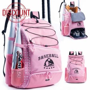 Baseball Bag for Youth & Adult with 4 Bat Sleeves - Softball Bat Bag with Shoe Compartment - Baseball Backpack for T-Ball
