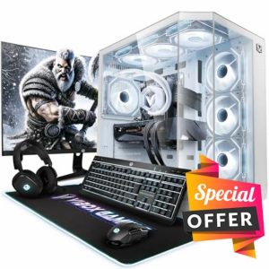 Vibox Gaming PC Bundle • AMD Ryzen 7 5700X 4.6GHz • Nvidia RTX 5070 12GB • 32GB RAM • 1TB NVMe SSD • Windows 11 • 27" Monitor • WiFi • White