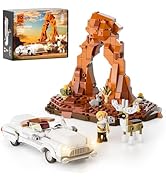 FUNWHOLE City Car Motel Lighting Building Block Set - Retro Road Trip Car and Motorcycle Model, 1970...