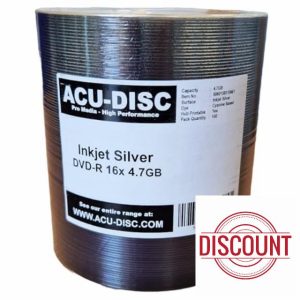 RIVER DVD-R Blank 16x 4.7GB 120 Mins Full Face SILVER Inkjet Printable Blank Discs 10661- 100 Pack