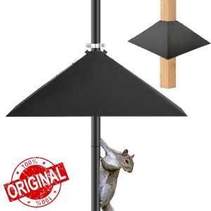 WISDOWMELL 19 Inch Metal Squirrel Proof Baffle Protection for Wild Bird Pole Feeders Large Squirrel Baffle for Up to 4x4 Wide Wooden Pos