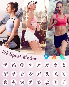Fitness Watch Smart Watch Fitness Tracker Ladies with Pedometer Heart Rate Monitor Blood Oxygen Sleep Monitor Activity Tracker Waterproof IP68 for Android iOS