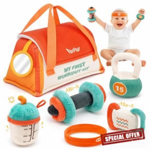 Baby Toys 6 to 12 Months - Sensory Toys for Babies 1-3 Years Old Fitness Themed Play Gym Sensory Rattle Toys Newborn Toys Baby Soft Toys Baby Gifts