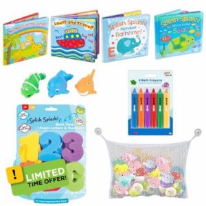 Bath Toys for 1 Year Old – Baby Bath Toys Set with Bath Books