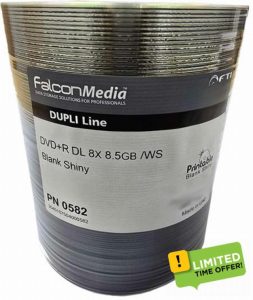 Falcon DVD Double Layer DVD+R DL Dual Layer 8.5GB 240 Min 8x Silver Top for Marker Pen Use 8292 - 50 Pack