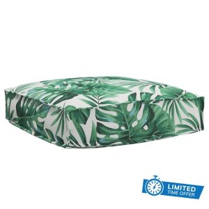 idaXL outdoor/indoor cushion - tropical leaf pattern - polyester 60x60x12 cm - square green decor for patios