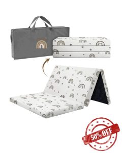 Little Loom Big Dreams Travel Cot Mattress Topper 95 x 65cm – Soft & Breathable Portable Foam Crib Mattress for Travel & Pack 'n Play | Foldable
