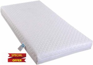Toddler Cot Mattress Eco Fiber 140 x 70 x 10 cm – Baby Cot Bed Mattress – Quilted Breathable & Anti-Allergenic Polycotton Cover – Firm Foam Support