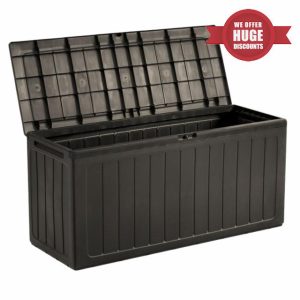 Garden Storage Box Plastic Organizer Outdoor Vertical Boards Lood Bench Large Deck Cushion Organizer Furniture Lid Container Boarde (Umber