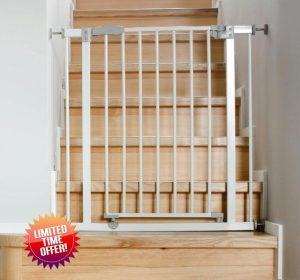 Baby Stair Gate | Pressure Fit | Sizes From 78-114 cm Extra Wide | One-Hand Operation | For Your Little One (93-100 cm (Door Width))