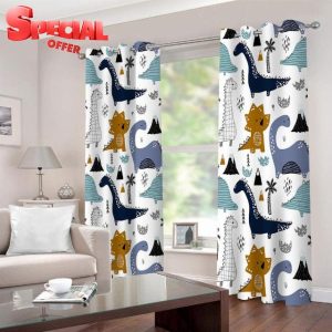 Dinosaur Curtains for Boys Bedroom Cartoon Cute Dinosaur Animals Insulated Thermal Window Curtains with Grommets Window Drapes Blackout 3D Print Drapes for Windows Girls W46.2" x L54.3" x 2 Panels