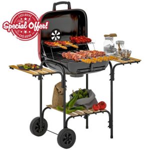 Outsunny Charcoal Barbecue Grill Portable BBQ Grill with 1840 cm² Cooking Area