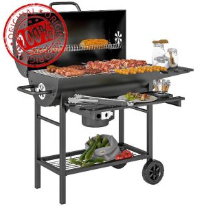 Outsunny Charcoal BBQ Grill with Foldable Front Side Shelf