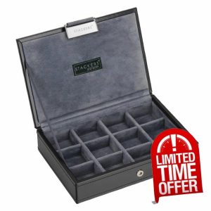 Stackers - Men's Executive Black Mini Lidded with Grey Velvet Finish Lining