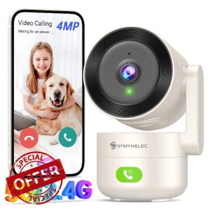 SYMYNELEC Indoor Camera with 2.4/5GHz WiFi: 2K 4MP Pet Dog Cameras with App - 360° Baby Monitor with AI Motion & Crying Detection