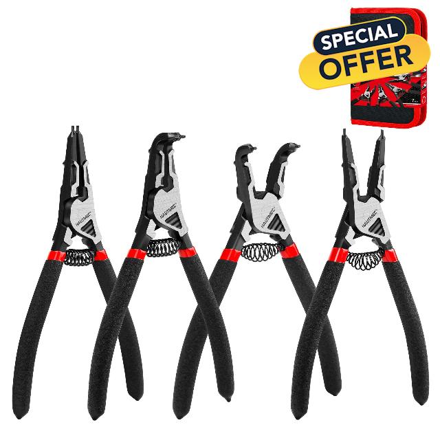 HAUTMEC 4PCS High Leverage Snap Ring Pliers Set
