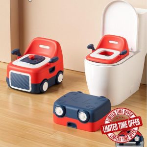 Baby Potty Toilet Potty Training Seat with Handles/Foot Stool/High Back Support