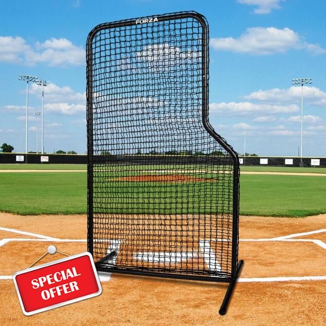 FORZA Compact Baseball L-Screen | 6.5ft x 4ft Training Net with Steel Frame - Weatherproof Design for Batting & Pitching Practice